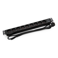Listwa zasilająca AC 230V do szafy RACK 19'' 9 gniazd aluminium czarna
